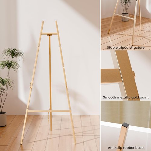 Gold Easel Stand - Heavy Duty 4-Tier Adjustable Art Easel for Painting & Wedding Signs | 1pc