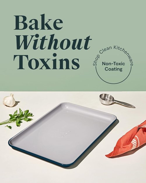Caraway Non-Stick Ceramic Baking Sheet - Non-Toxic & PTFE Free - Ideal for Baking & Roasting - Medium (15" x 10") - Navy
