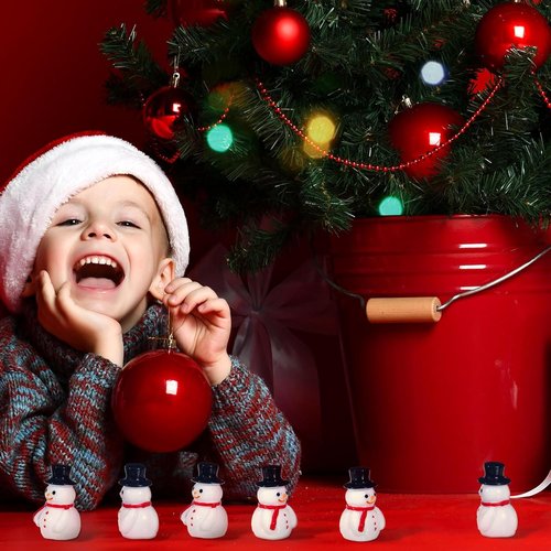 Liliful Mini Snowman Figurines - 50 Pcs Winter Resin Decorations for Christmas & DIY Crafts