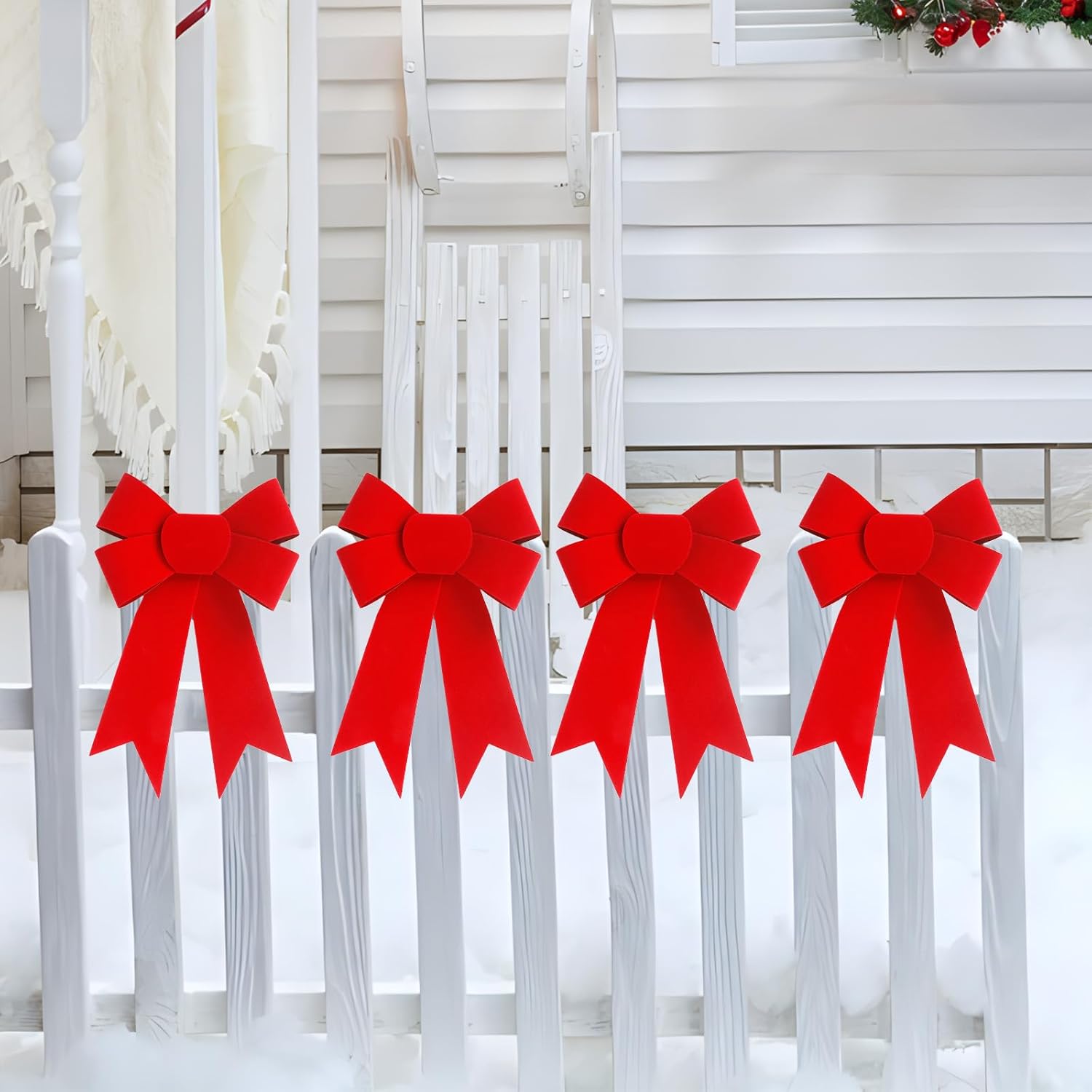 Regine Switzerland 24 PCS Red Velvet Bows - Festive Hanging Decorations for Christmas Trees & Wreaths
