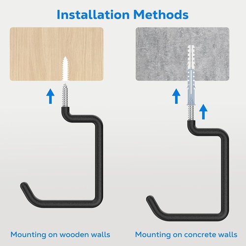 Housolution Heavy-Duty Bike Hooks - 8-Inch Wall & Ceiling Mount | 75 LBS Capacity, Anti-Slip Coating, 4 Pack