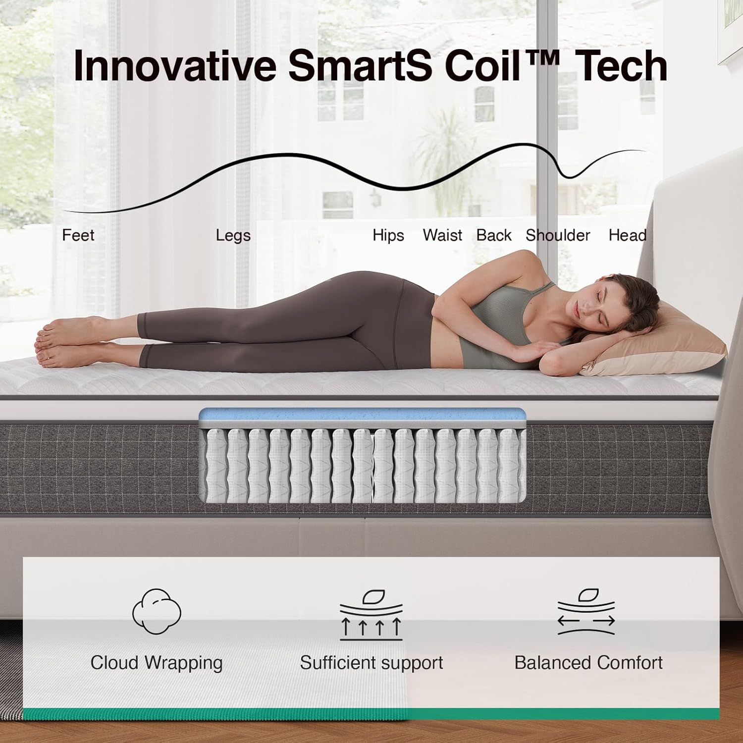 Novilla King Size Mattress - 10 Inch Hybrid Design with Gel Memory Foam & Cool-Touch Cover for Deep Sleep