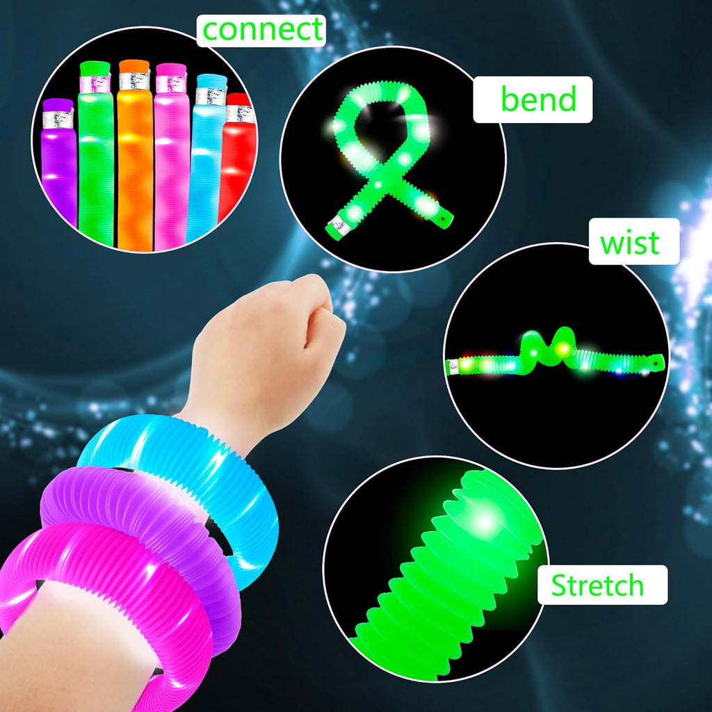 Skiennix LED Glow Sticks - 42 Pcs Light Up Tubes for Kids' Birthday Parties & Concerts | Glow in The Dark