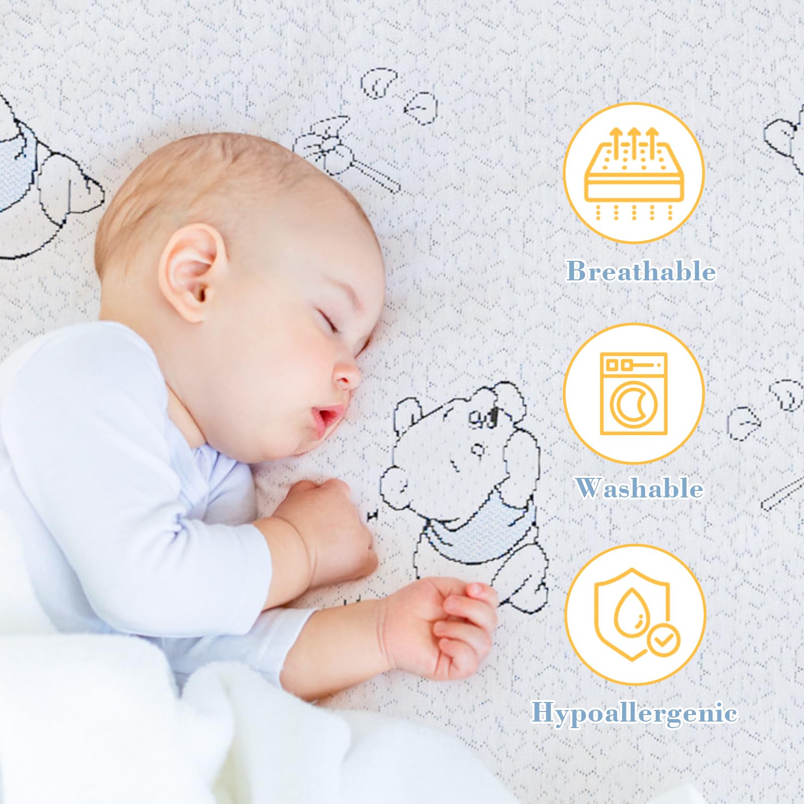 ESJAYING Pack and Play Mattress, 38"x26" Dual-Sided Baby Mattress for Pack n Play with Ultra-Soft Jacquard Cover, Breathable Gel Memory Foam Pack N Play Mattresses Pad for Baby Toddler