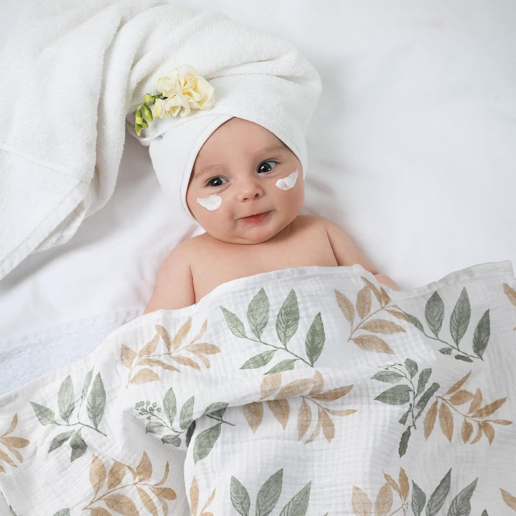 Skiennix Muslin Receiving Blankets - Breathable Neutral Swaddle Wraps for Newborns | 5 Pack in Gentle Colors