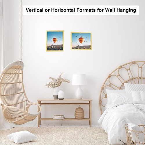 JCJMY 8x9 Gold Picture Frame - Versatile Wall Hanging or Tabletop Display with Shatter-Resistant Plexiglass