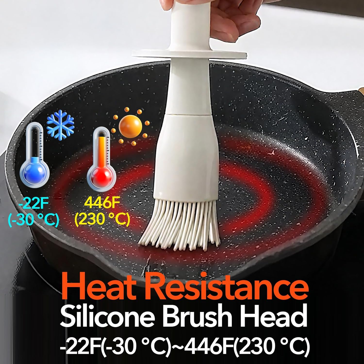 YARRAMATE Oil Dispenser with Brush - 300ml Glass Bottle for Kitchen | Silicone Basting Brush in Creamy White