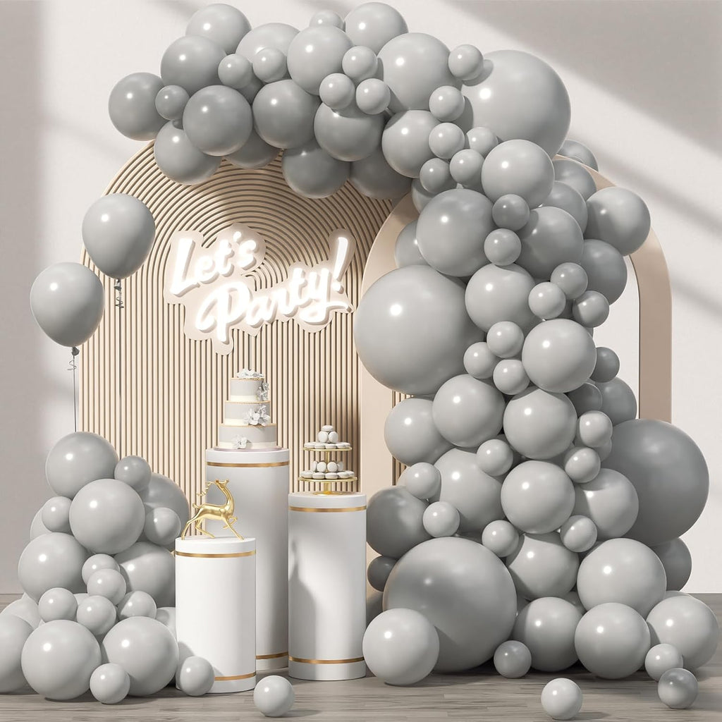 Skiennix Gray Balloon Arch Kit - 120pcs in 5-18 Inch Sizes for Birthday, Baby Shower & Wedding Decor