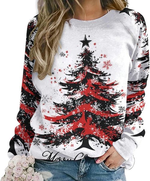 Domirica Women's Festival Sweatshirt - Funny Casual Crewneck Pullover | Long Sleeve Holiday Top