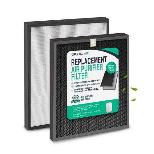 2 Replacement Air Purifier Filters Compatible with Winix J Models HR950 & HR1000 - Includes 1 Air Purifier Filter & 1 Carbon Filter - Compatible with Part # 117130- (2 Pack) by Think Crucial