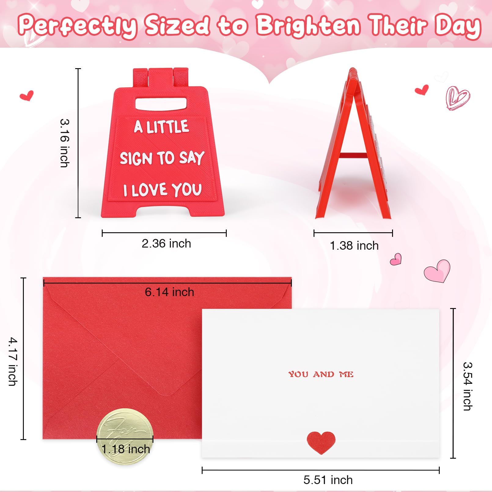 Valentines Gifts for Boyfriend, Girlfriend - Mini I Love You Sign with Envelope and Valentines Card - Fun Wedding Gifts for Him Her Wife Husband Birthday Anniversary Cute Desk Decor