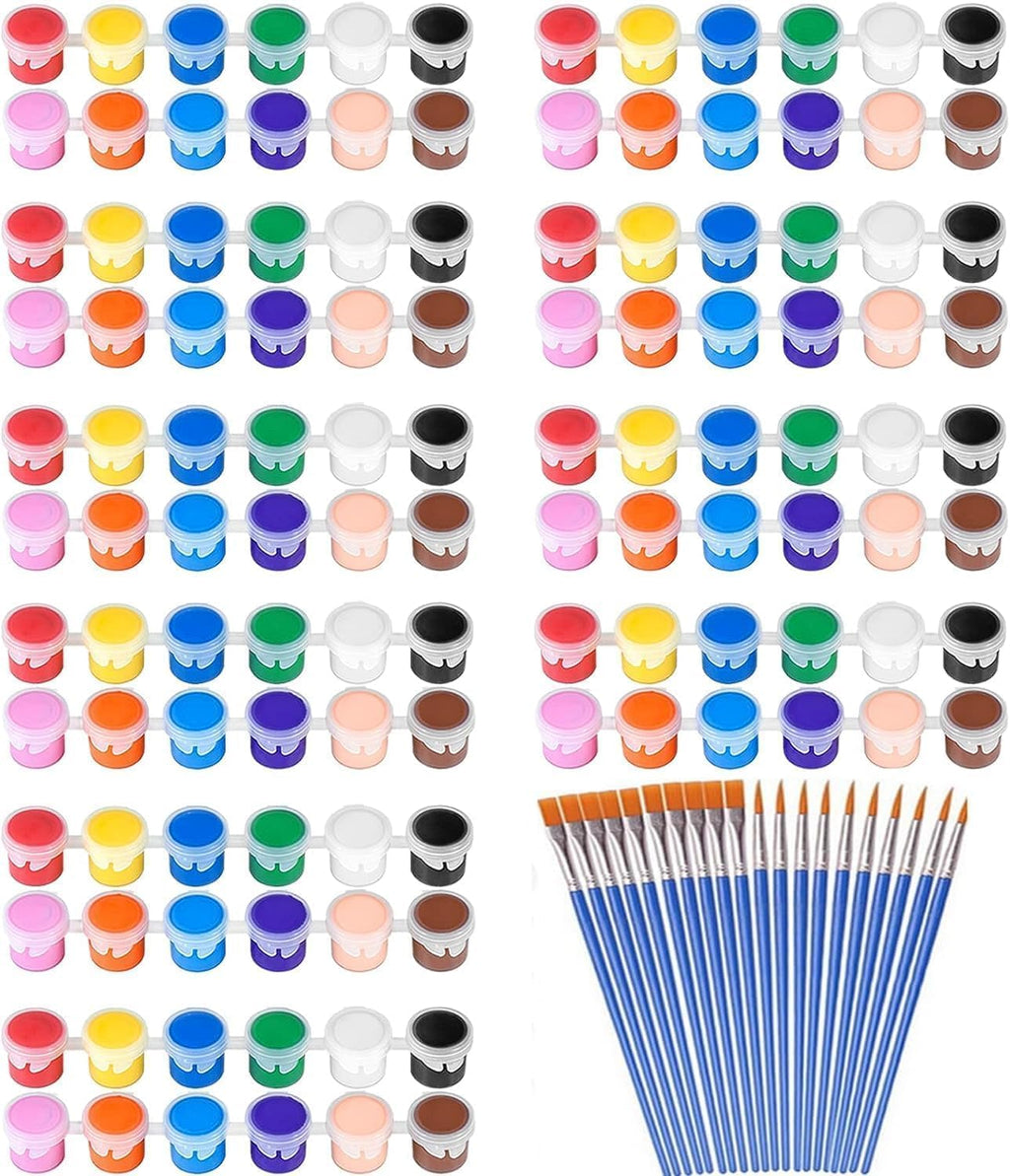 Skiennix 145 Pcs Mini Acrylic Paint Set - Washable 12 Colors with 5 Paint Trays for Kids & Adults Crafting
