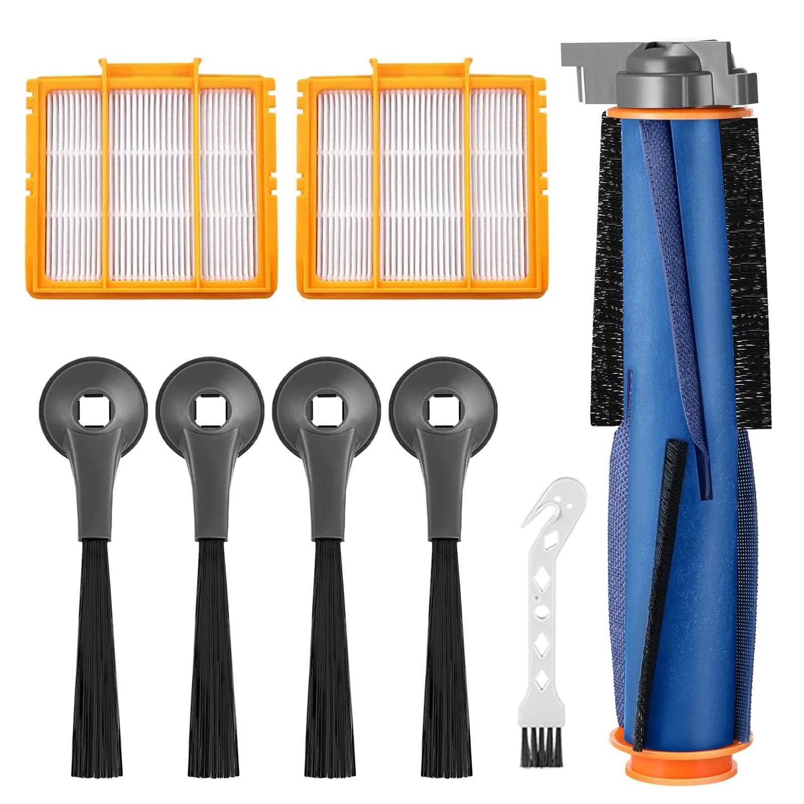 Replacement Parts for Shark AI AV2501S AV2501AE RV2502AE RV2410WD RV2620WD AV2510AOUS Robot Vacuum Accessories, Main Roller Brush, 4 Side Brush, 2 HEPA Filters