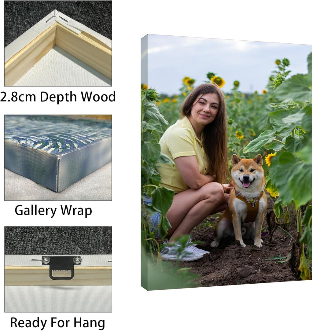 Skiennix Custom Canvas Prints - Personalized Framed Wall Art for Family & Pet Photos | 18x18 Size