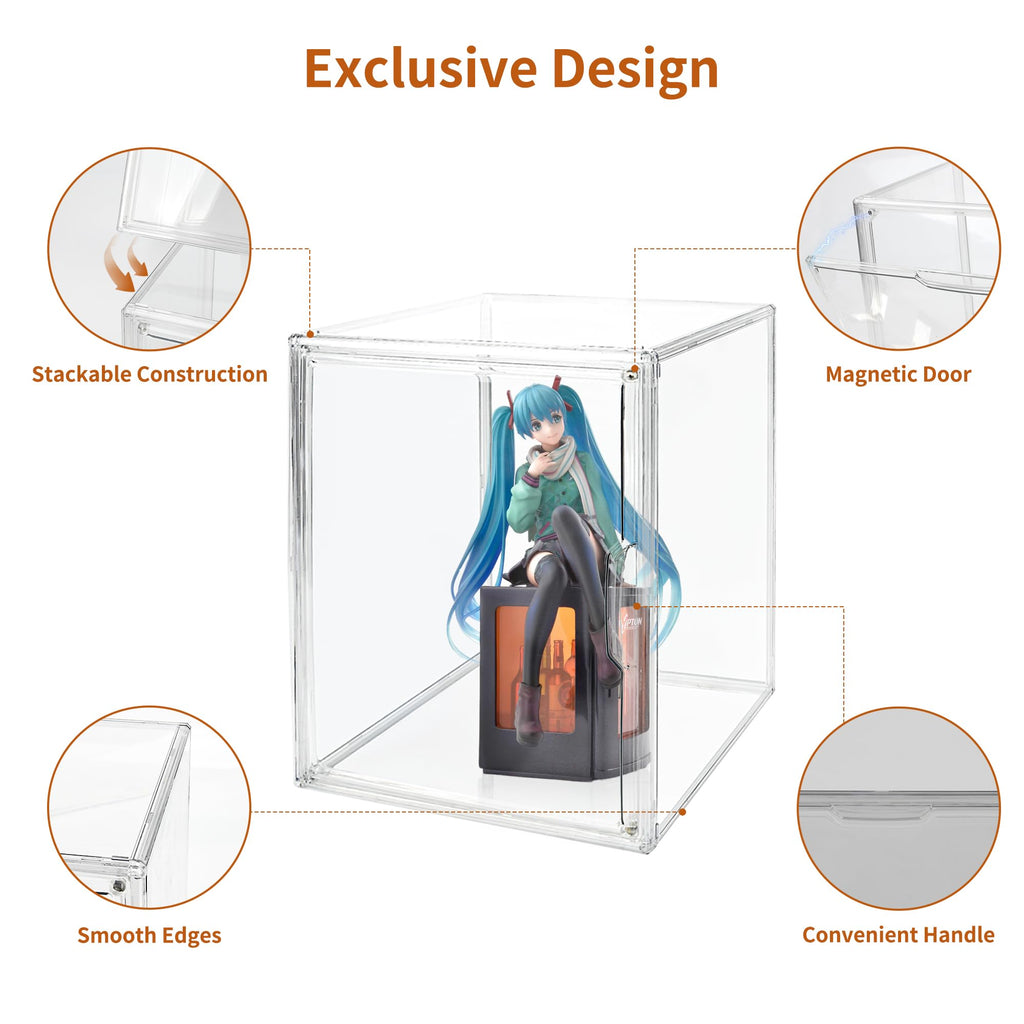 Seaniss Clear Acrylic Display Case with Magnetic Lid-Dustproof Plastic Book Storage box,Clear Box,Purse Storage Organizer,Action Figure Display Case,Acrylic Sneaker Shoe Box(1 Pack)