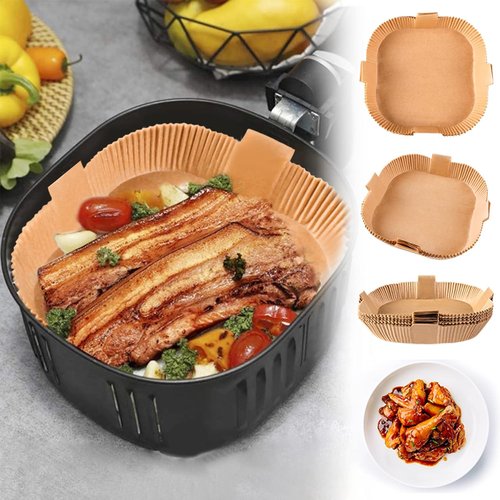 Air Fryer Disposable Paper Liners - Non-Stick Baking Sheets | 50-Pack 7.9 Inch Food Grade Parchment