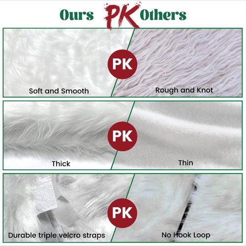 48 Inch White Faux Fur Christmas Tree Skirt Plush Christmas Tree Skirt Christmas Decorations Xmas Tree Decoration.