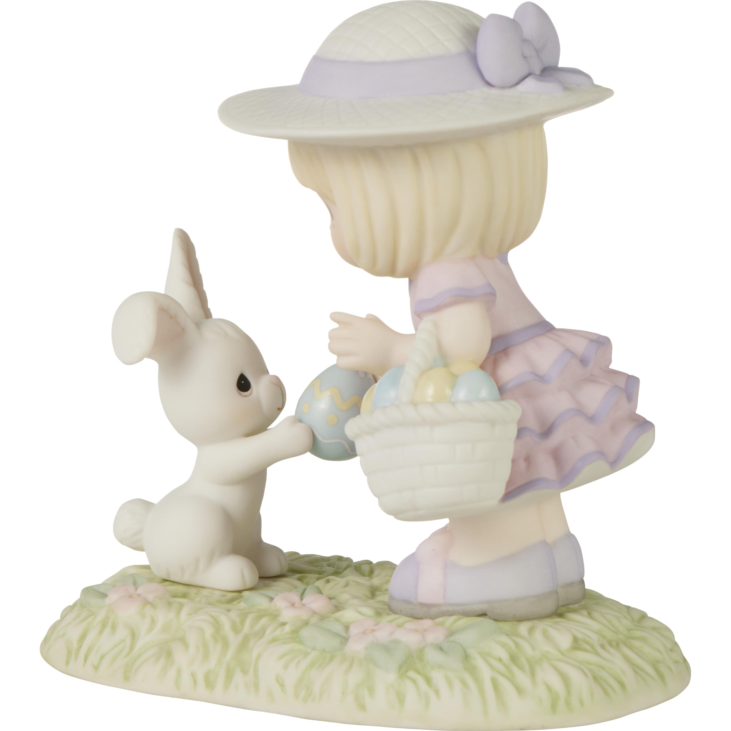 Precious Moments Easter Figurine | I Find You Egg-straordinary Bisque Porcelain Figurine | Little Girl with Bunny | Easter Gift | Hand-Painted