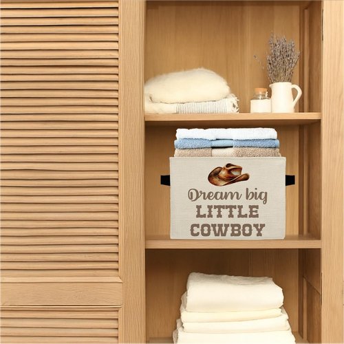ATBWGT Western Cowboy Nursery Storage Bins Box, Toybox for Boys, Little Cowboy Western Foldable Storage Baskets Organizer for Bedroom Bathroom Boys Room Dorm Clothes Toys Books