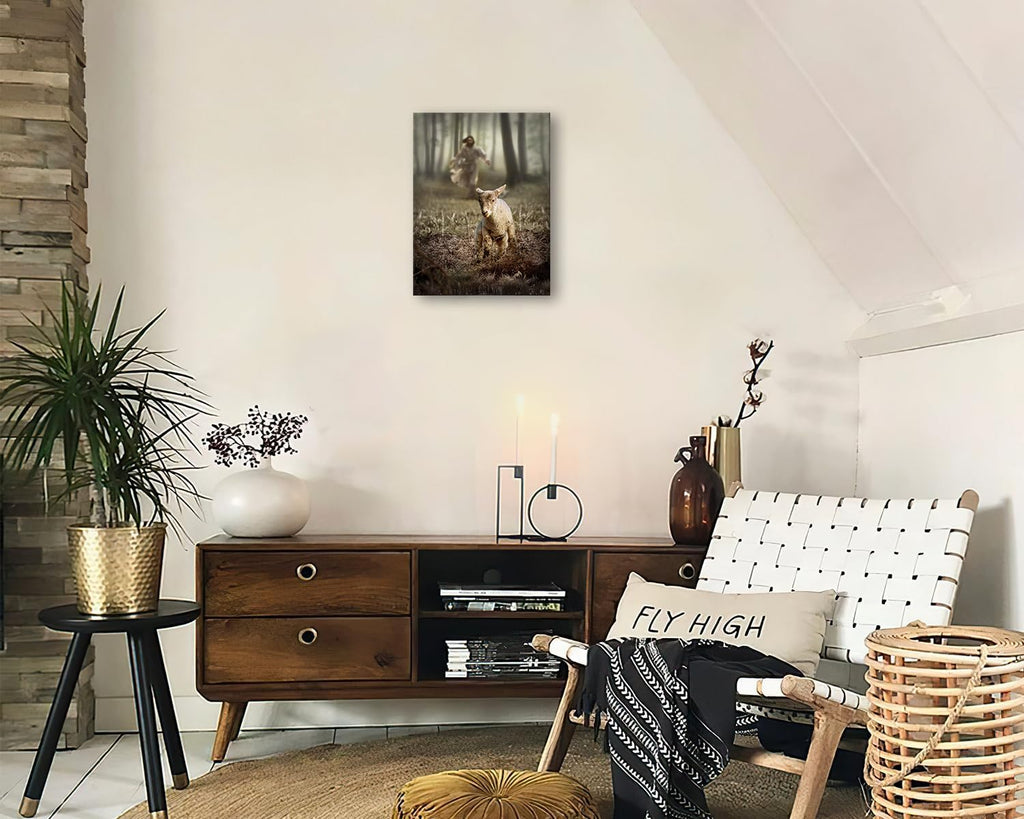Pinetree Art Christian Wall Decor - Jesus & Lamb Canvas Print | Inspirational Scripture Artwork for Home