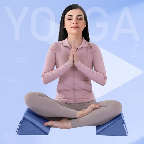 BALAPET 2 Pcs Small Wedge Pillow for Sleeping，Premium Foam Bed Pillow for Side Sleeping,Triangle Wedge Pillow for Leg Elevation,Yoga,Reduce Back Pain(Blue