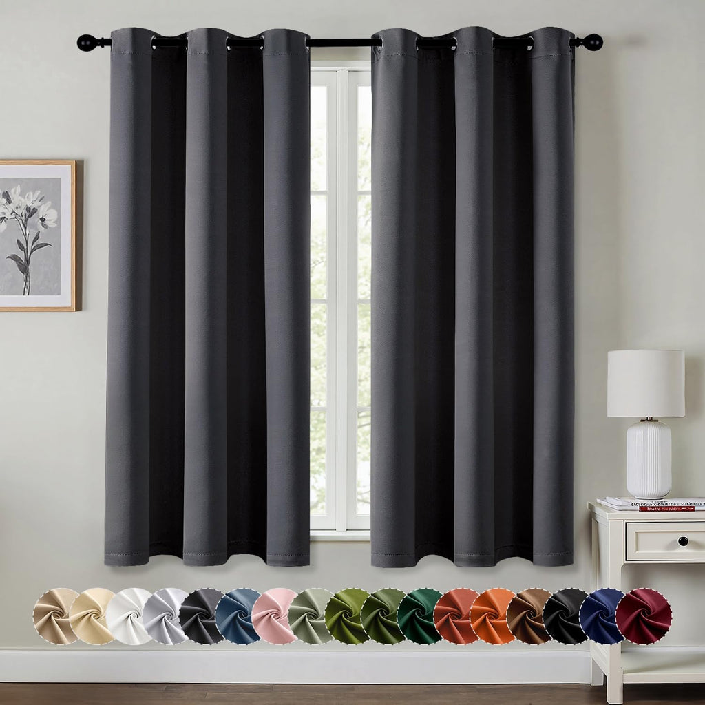MIULEE Dark Grey Blackout Curtains - Thermal Insulated Room Darkening Drapes | 40 x 54 Inches, 2 Panels