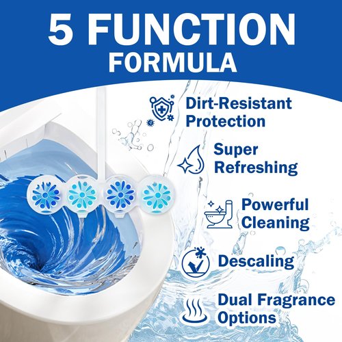 SCENTORINI 4-in-1 Toilet Bowl Cleaner Rim Hanger, Hanging Automatic Toilet Bowl Freshener, 4 Ocean & 4 Lavender Scent, Toilet Bowl Cleaning Balls Long-Lasting up to 30 Days