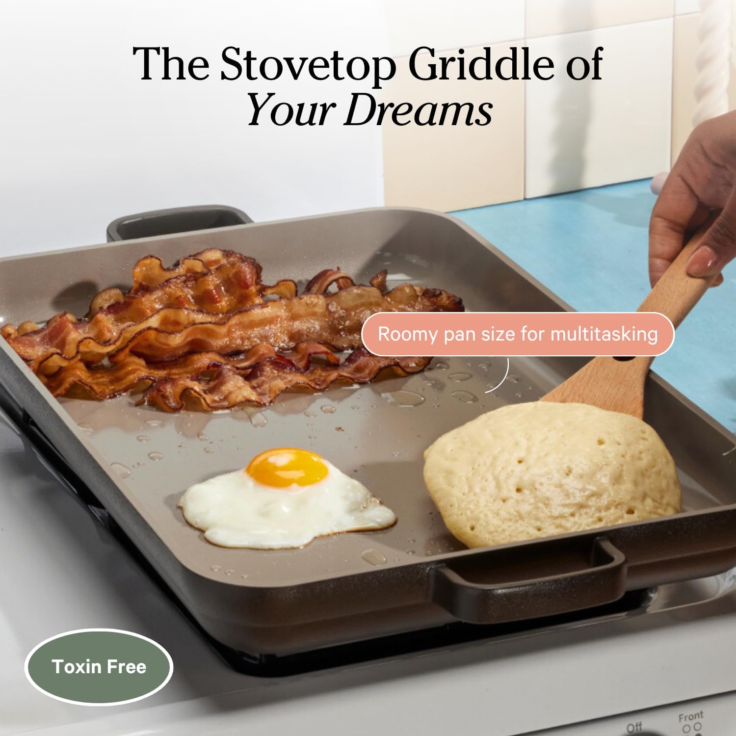 Our Place Griddle Pan - Versatile Nonstick Ceramic Griddle & Sheet Pan | Toxin-Free, Dual-Use Design | 5 Qt Capacity, Oven Safe to 450°F | Char Color