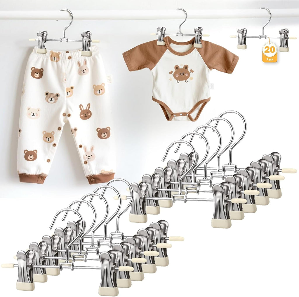 Mity Rain 20-Pack Baby Hangers - 360° Rotatable Silicone Clip, Space-Saving Toddler Hangers for Newborns & Kids