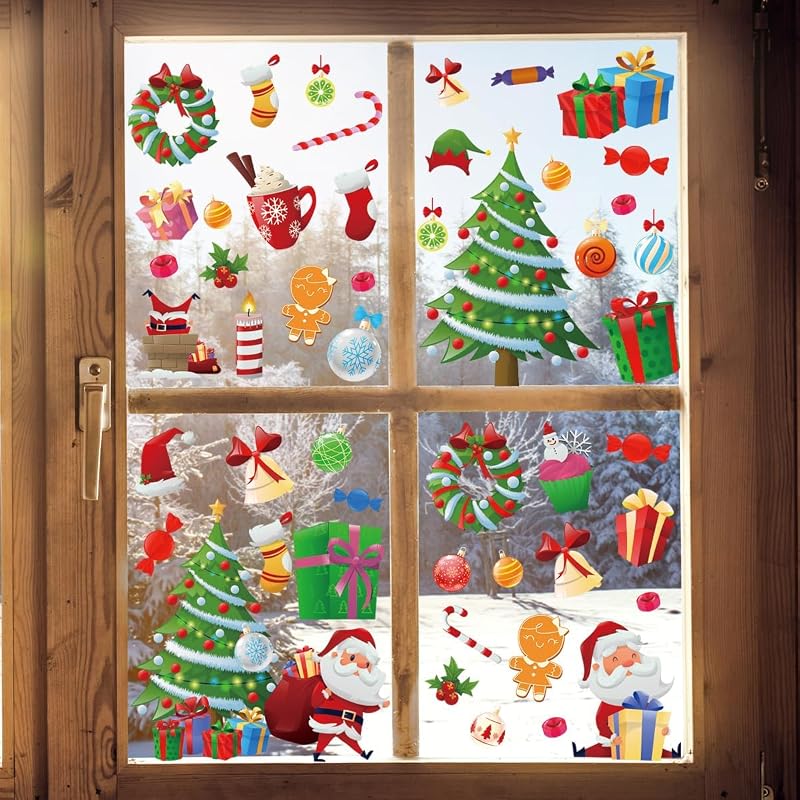 Demonwer Glow in The Dark Christmas Wall Decal Set - Green Luminous Tree & Santa (Variation: Christmas-1+Green Luminous)