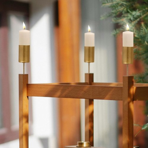 Ciieeo Metal Candle Holders - 6-Piece Set with Spike Insert for Taper Candles | Gold Iron Decor