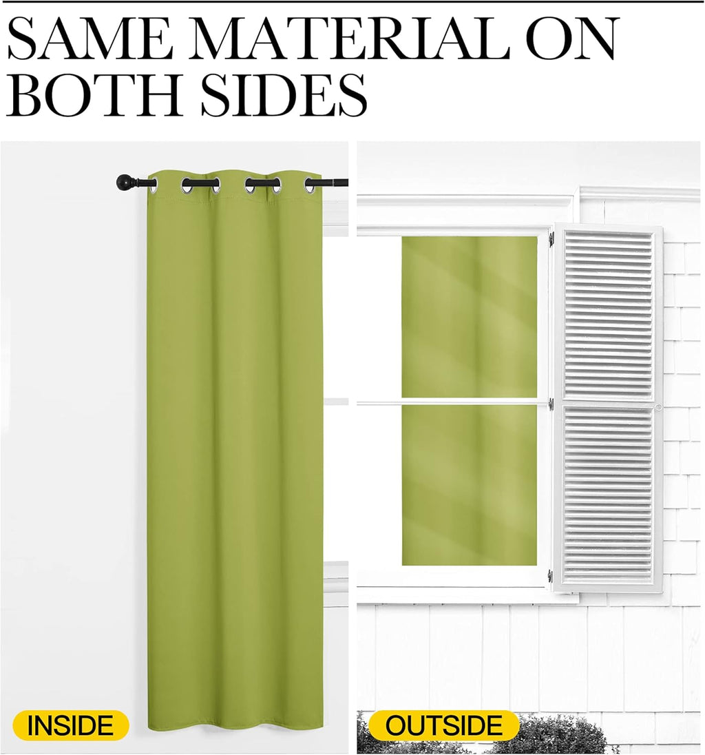 NICETOWN Room Darkening Curtains - Fresh Green Thermal Insulated Panels, 95" Length | 42" Width, Set of 2