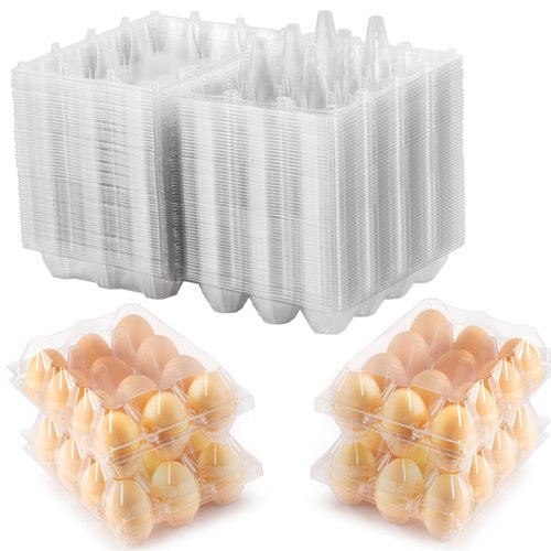 SINLUCESCE 50 Packs Egg Cartons Cheap Bulk，Plastic for 12 Eggs， Clear Egg Cartons 3 * 4 Grids，Perfect for Refrigerator Chicken Farm Markets Commercial Business Market Display