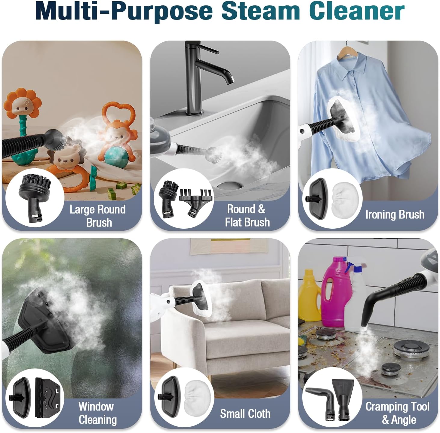 Skiennix Steam Mop - 11-in-1 Multi-Purpose Cleaner with 15.2 OZ Tank & 23FT Cord | Ideal for Hardwood, Tile & Furniture