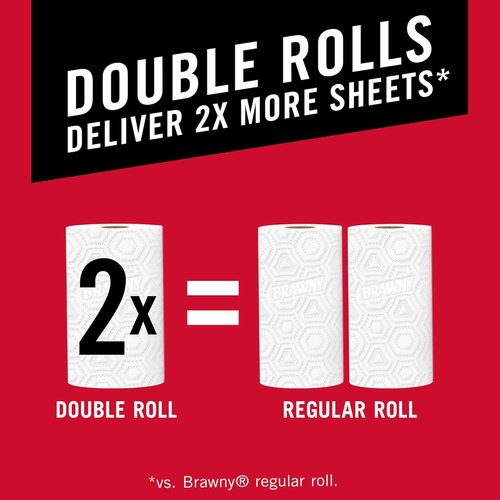 Brawny® Tear-A-Square® Paper Towels - 6 Double Rolls for Convenient Cleaning | 12 Regular Rolls Equivalent