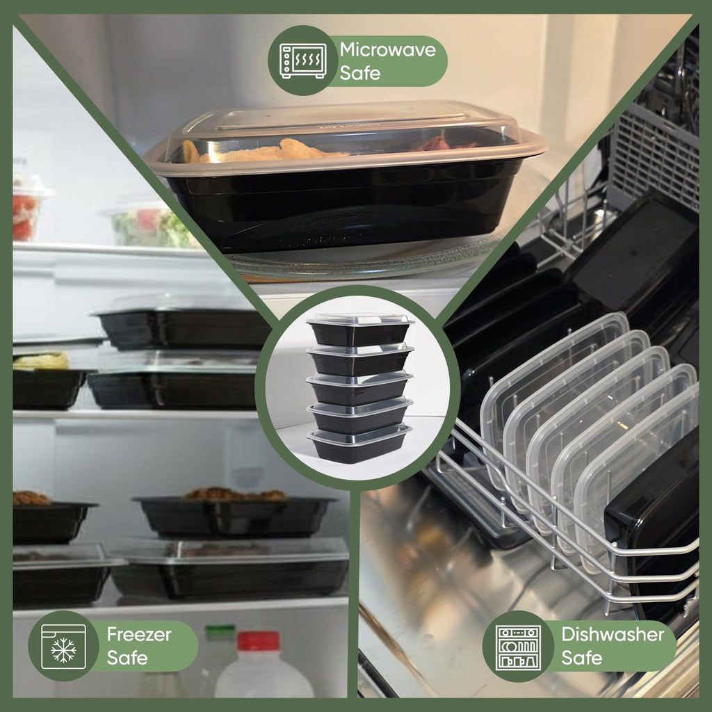 28 oz 150 Pack Meal Prep Containers BPA Free Leakproof Stackable Food Storage Containers with Lids, Microwave & Dishwasher Freezer Safe Reusable To Go Containers Bento Box Style Take Out Clear Plastic