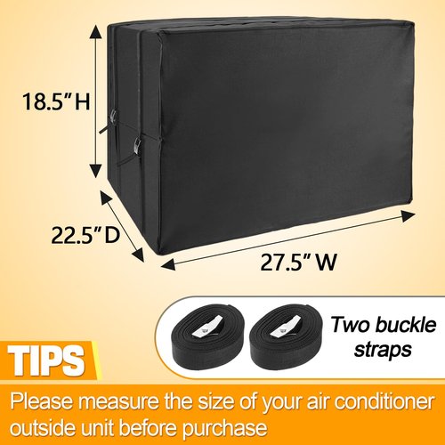 Air Conditioner Covers for Window Units - 3 Layers Insulation Outside AC Cover with Metal Buckle Strap, Outdoor Winter Waterproof AC Canopy Sun Shade - 27.5 × 22.5 × 18.5 Inch