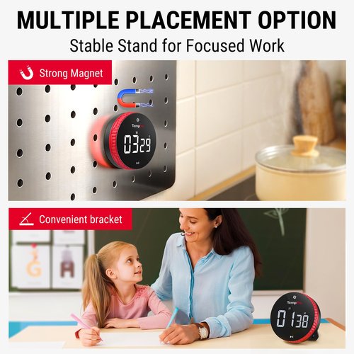 TempPro 99-Hour Digital Kitchen Timer with Strong Magnetic & Stable Stand, Classroom Timers with 3-Volume-Level, Stopwatch with Large LED Display, Digital Timers for Classroom, (Previously ThermoPro)