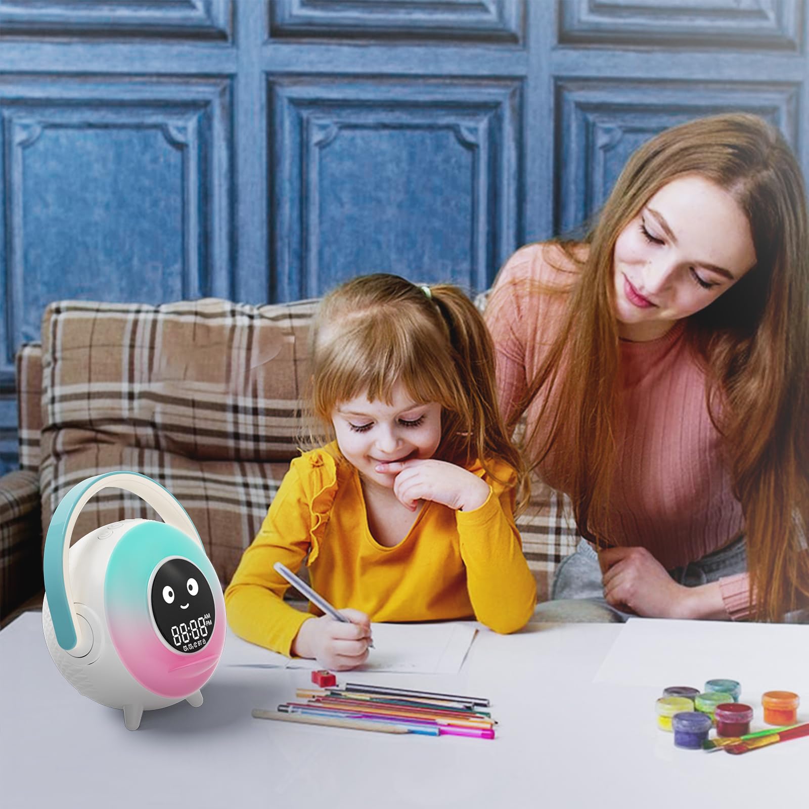 LOVME Kids Alarm Clock, Ready to Rise Sleep Training Clock with Night Lights, Sound Machine, Ok to Wake Clock for Kids, Gift Ideas for Toddler Boy Girl