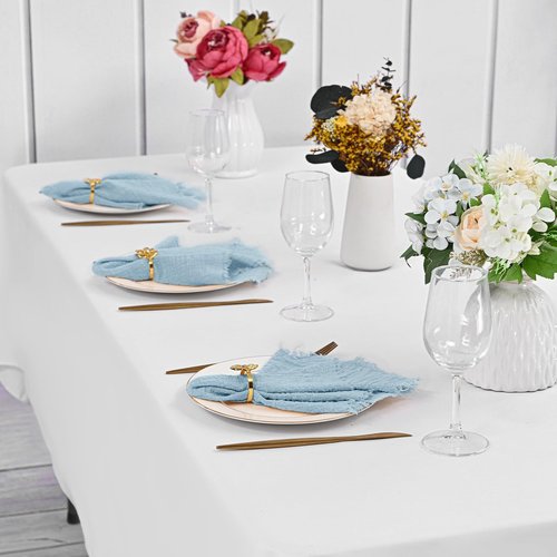 50 Pack Dusty Blue Handmade Cloth Napkins 16 x 16 Inch Cotton Linen Napkins with Fringe, Washable and Reusable Napkins, Soft Rustic Boho Fringe Cloth Napkins for Dinners,Parties, Wedding