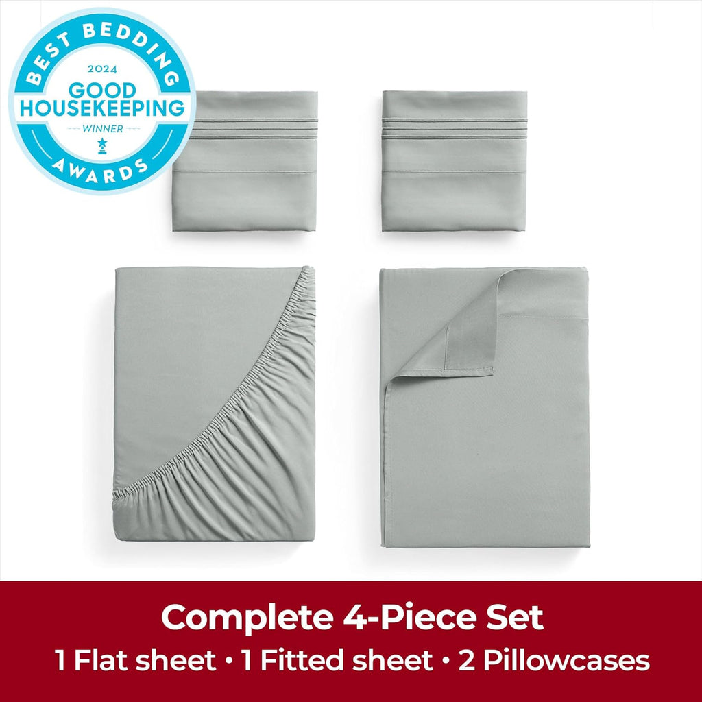 Mellanni Extra Deep California King Sheets - Hotel Luxury, Ultra Soft & Cooling Bedding | Spa Mint, 4 PC Set