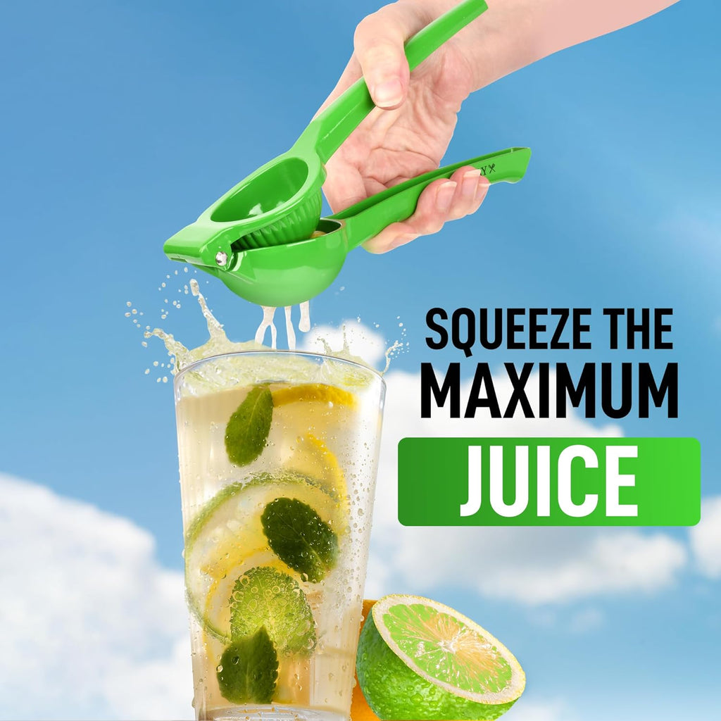 Zulay Metal Lime Squeezer - Heavy-Duty Citrus Juicer for Maximum Juice Extraction - Ergonomic Green Design