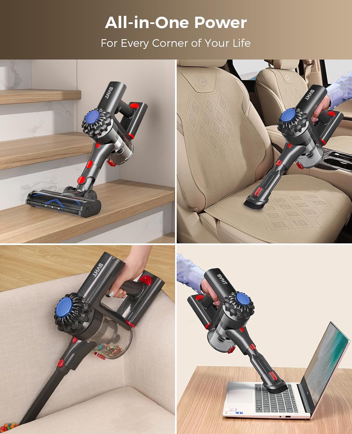 Skiennix Cordless Vacuum Cleaner - 450W 40KPA Lightweight Stick Vacuum with 45-Minute Runtime for Home Use