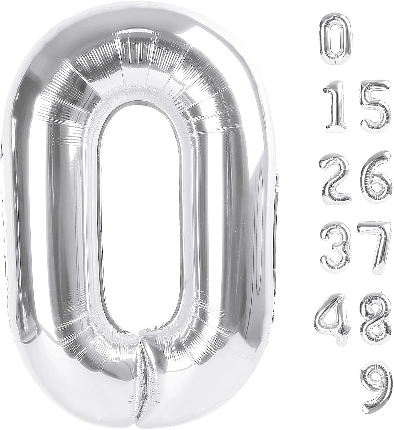 Number 0 Balloons - 40 Inch Silver Number Balloons for Birthday, Wedding, Baby Shower Decor