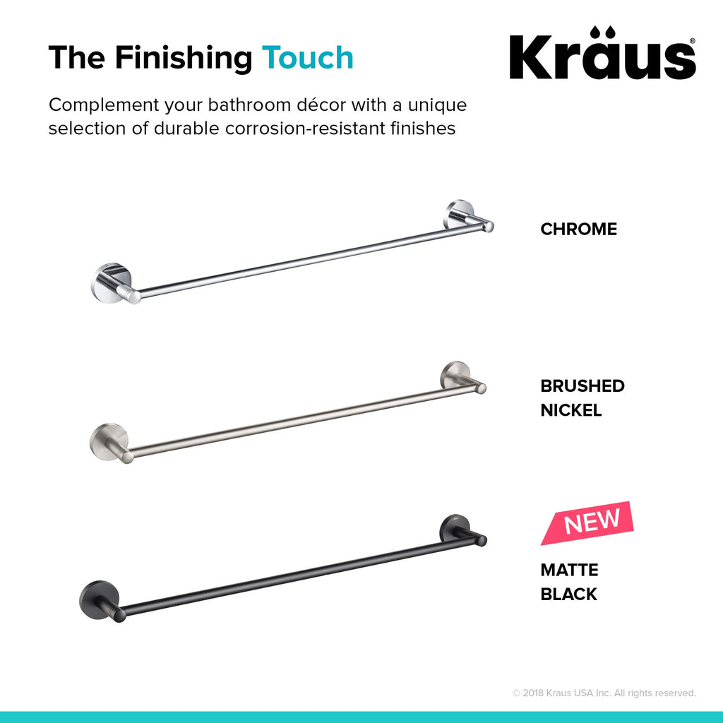 KRAUS Elie 24-inch Bathroom Towel Bar, Matte Black Finish, KEA-18837MB