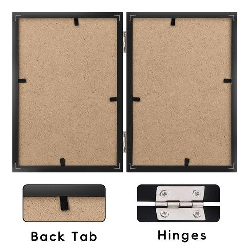 SNXJWA 5x7 Picture Frames Double Black Photo Frame Folding Vertical Stand Display Side by Side