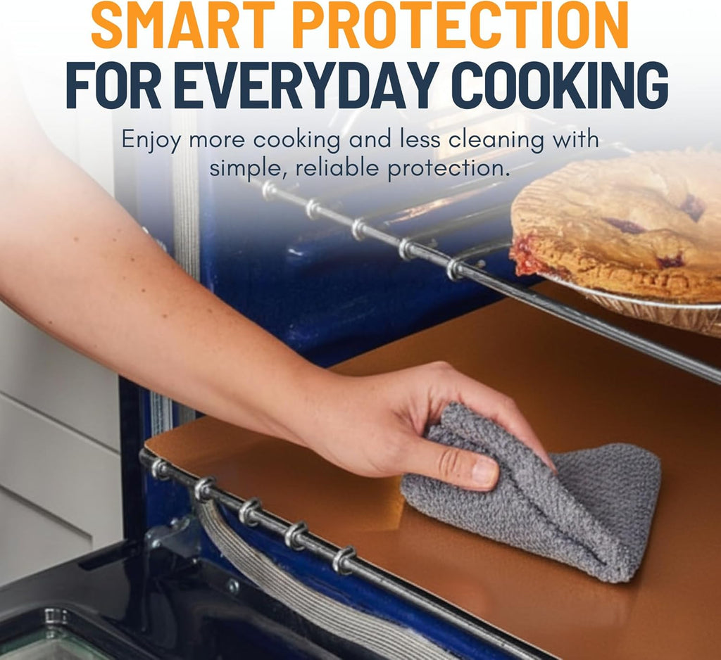 Skiennix Oven Liners - 4 Pack Heavy Duty Non-Stick Mats, 17”x25” | BPA & PFOA Free Copper Kitchen Accessory