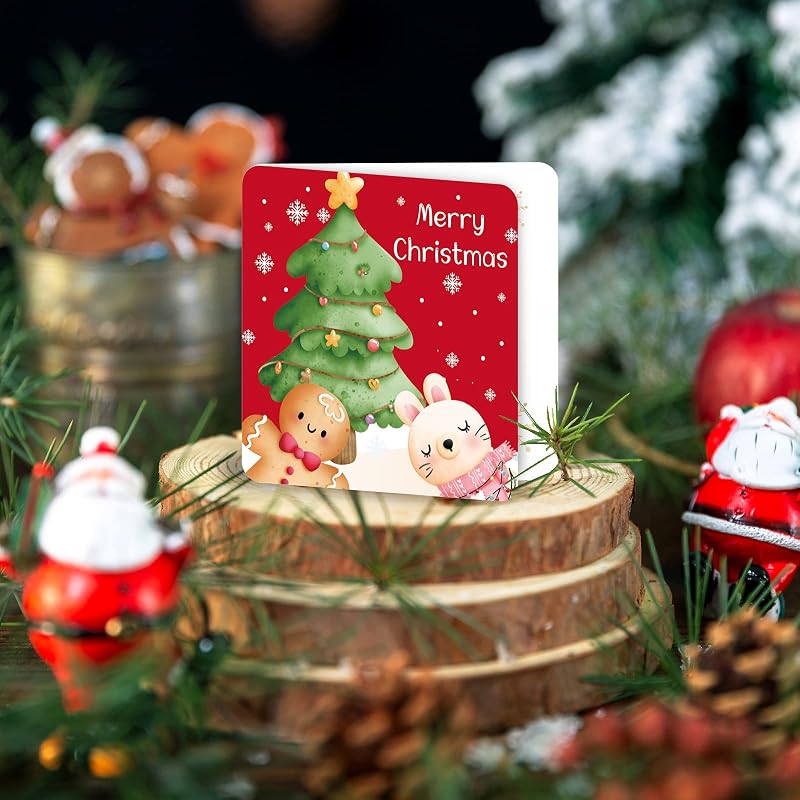 Mini Christmas Cards with Envelopes, 24 Pack – 3x3" Greeting Cards for Kids & Friends