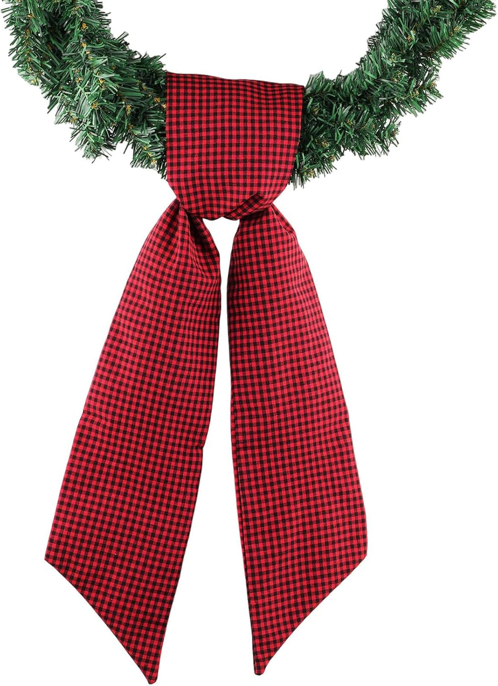 YKW Red Black Buffalo Gingham Wreath - Sash Front Door Decoration | 5.12" x 54.33" Holiday Bow Ribbon