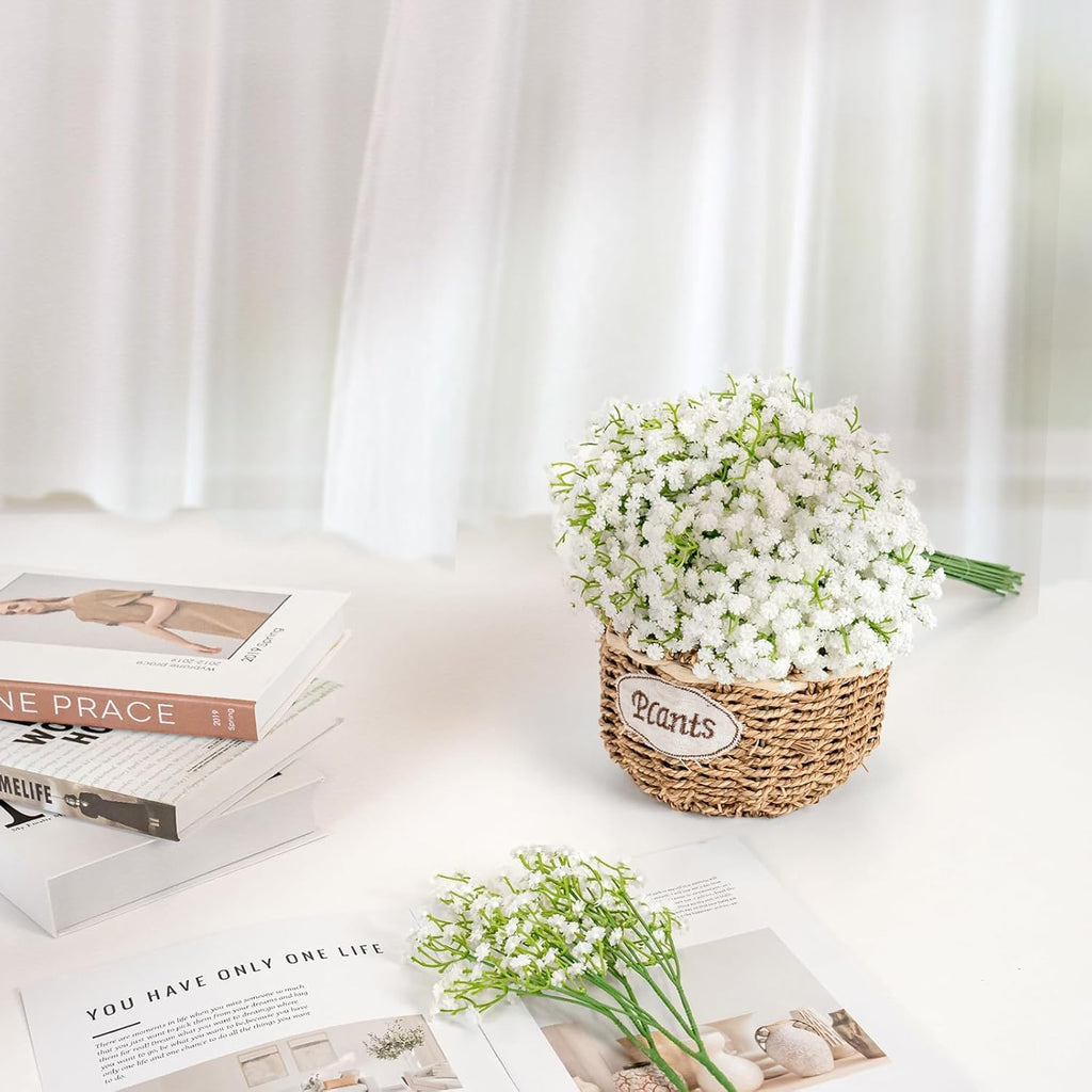 WishToday 200 Pcs Artificial Baby's Breath Flowers Bulk, Real Touch White Gypsophila Fake Flowers with Bendable Stems for Wedding Bouquets, Centerpieces, DIY Crafts, Home Garden Decor